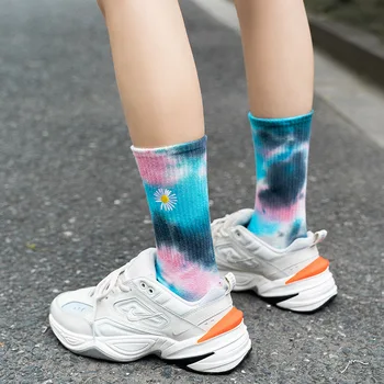 

Tie Dye Sock Mens Daisy Crew Adult Thermal Man's Socks Standard Sox High Quality Cotton Autumn Winter Lovers Trendy Calcetines