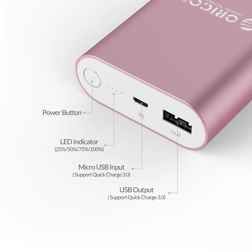  ORICO 10050mAh Power Bank Quick Charge 3.0 Fast Charge USB External Battery Bank for iphone Xiaomi 