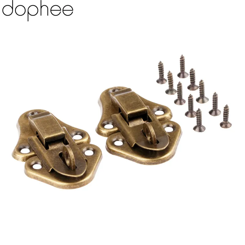 Dophee 2 шт., антикварная защелка из латуни, мебельная коробка для ювелирных изделий, фурнитура, Подарочная коробка, чемодан, пряжки, защелка, 55*33 мм