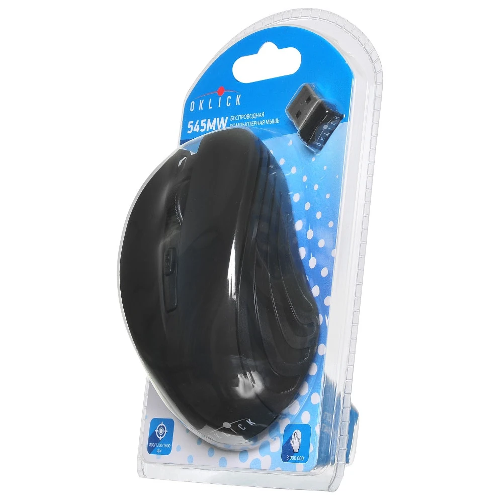 Мышь Oklick 545MW черный/черный оптическая(1600dpi) беспроводная USB(3but