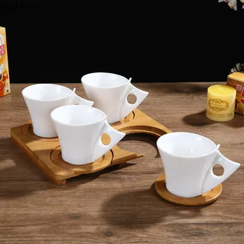 

Nordic White Ceramic Coffee Cup Suit with Coaster Afternoon Tea Cup and Saucer Home Office Simple Coffee Cup Set Mugs