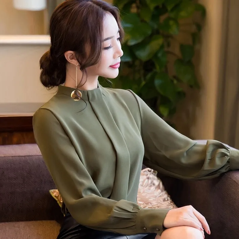2018 Work Wear Office Blusas Femininas New Autumn Spring Tops Women Fashion Ladies Long Sleeve Shirts Casual Chiffon Blouse |