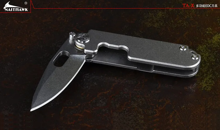 NAITHAWK налоговый Карманный Подарочный нож с титановой ручкой D2 с вымытым лезвием, мини походные складные ножи