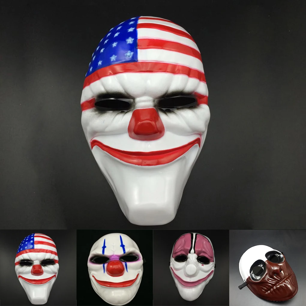 Маски клоуна из ПВХ, вечерние, маскарадные, забавные, страшные, Payday 2, маска ужаса на Хэллоуин, карнавальный костюм, тушь для вечеринок, карнавал