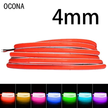 OCONA 멀티 컬러 COB LED 스트립 조명, DC 12V 24V, 4mm, 캐비닛 자동차 DIY 공예용, 480LED, 블루 핑크 레드 LED 테이프 리본