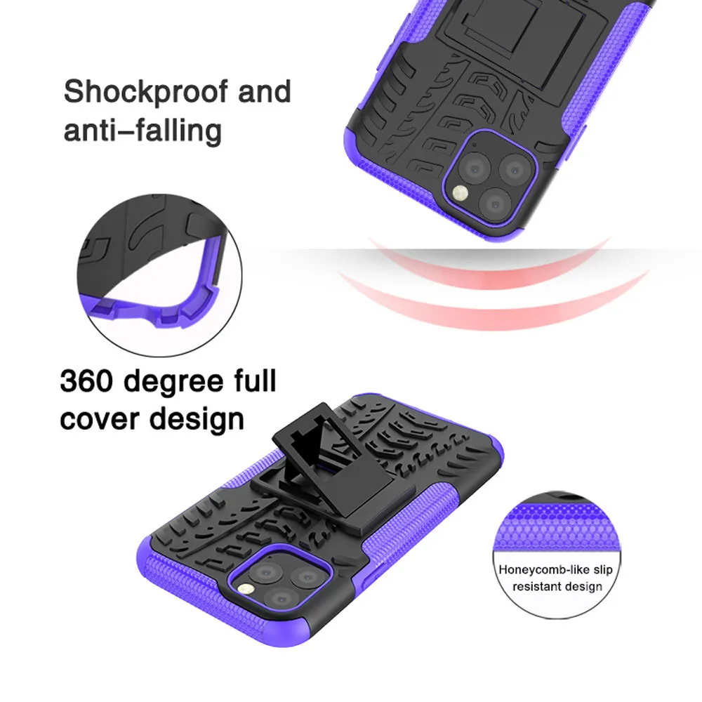 For Iphone 11 PRO MAX  scratch-resistant Shockproof Phone Case Luxury Hard Matte Cover with kick stand  High Quality Phone Case
