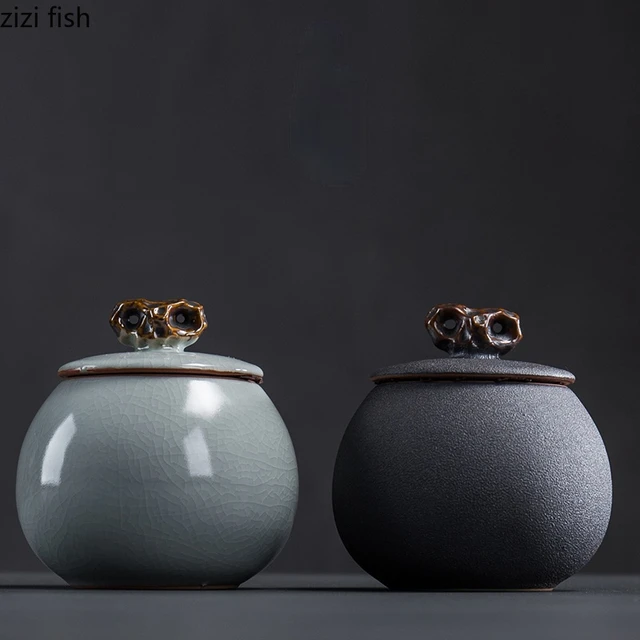 Tea Caddy Kerámia Edény Kicsi Lezárt Edények Tároló Tartály Cukros Tál Otthoni Dekoráció Doboz Teamária Szervező