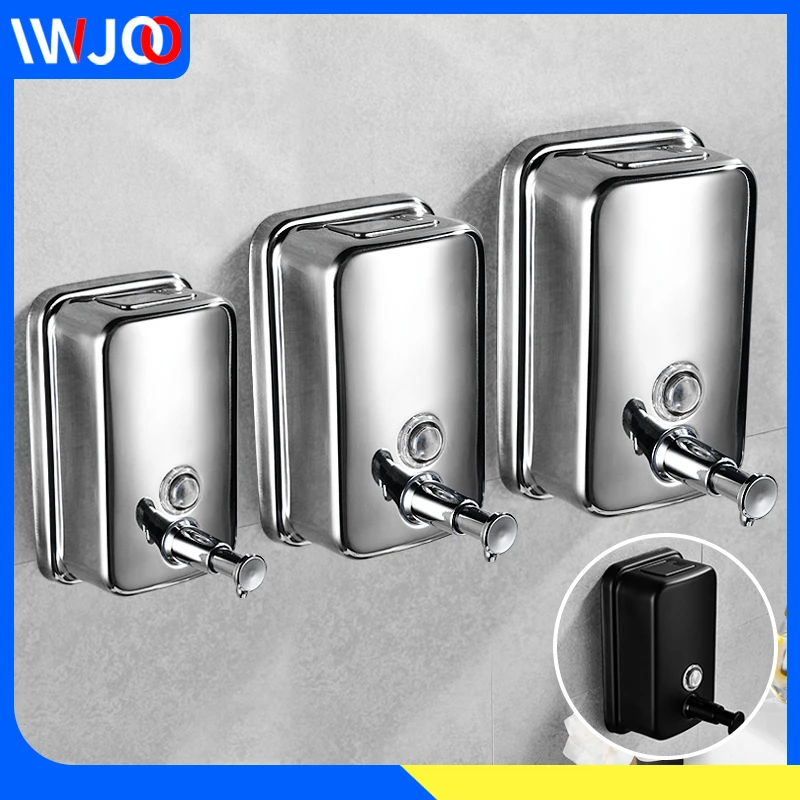 Liquid Soap Dispenser Black Stainless Steel Bathroom Shampoo Hand Wall Mounted Kitchen Bottle 1500ML | Обустройство дома