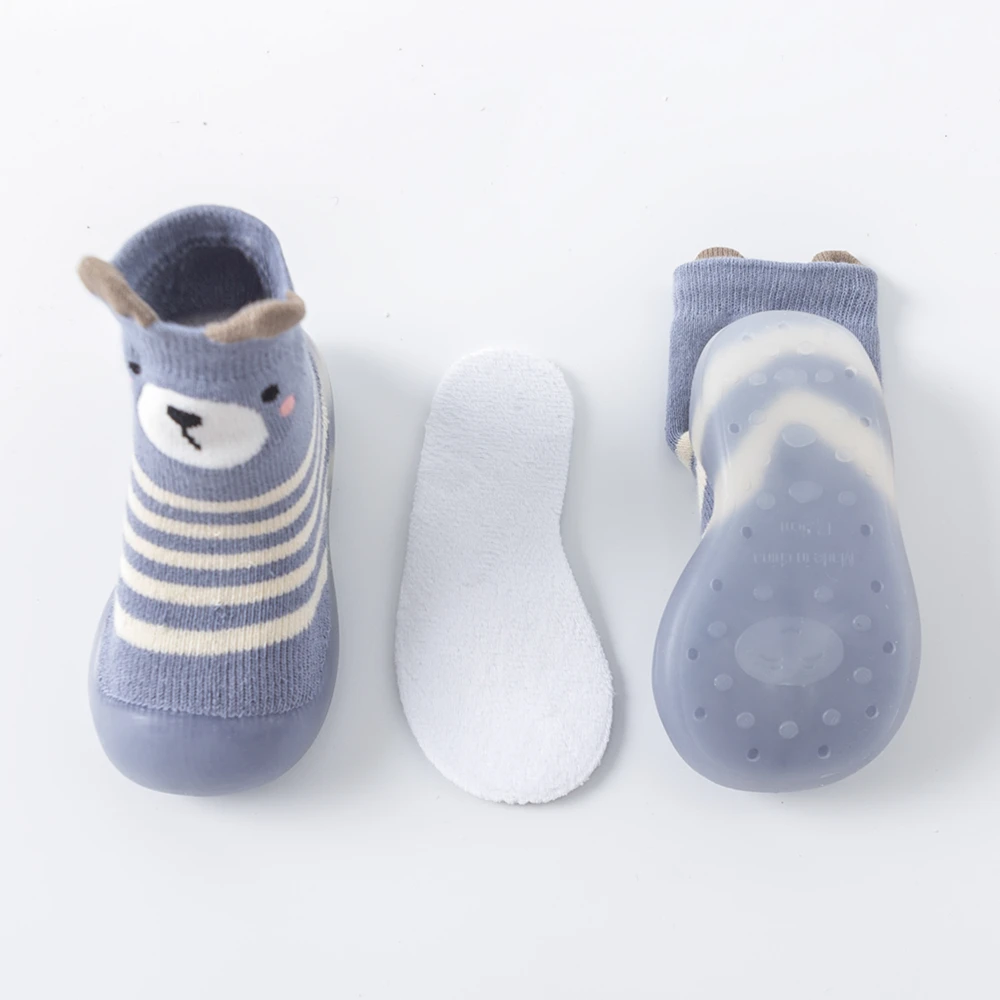baby sock shoes for winter cute animal style thick cotton socks and floor shoes 0-3 year anti-slip first walkers