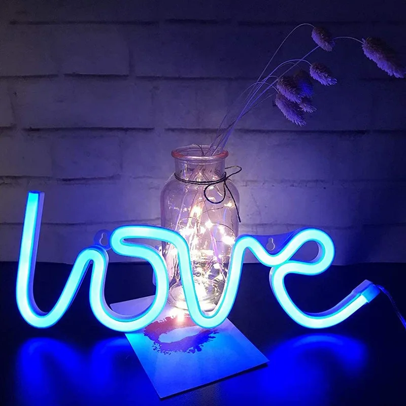 decorative night lights LED Neon Lights Love Shape Night Light Sign Lamp (Battery box + USB) Double Powered Nightlight for Indoor Christmas Wedding best night light