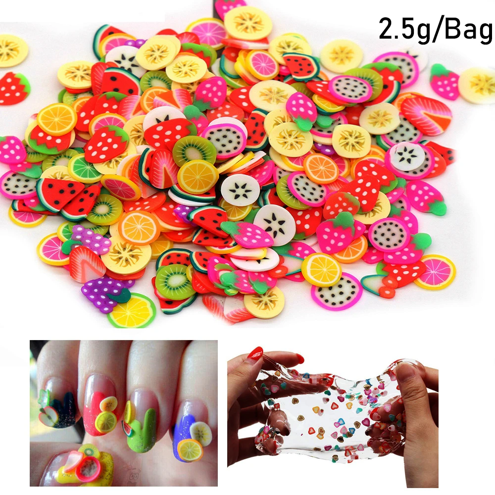 

2.5g/Bag Fruit Bead DIY Decoration Charms Mud Accessories Fluffy Addition in Mud Clound Sand Toys Filler Glitter Clear Set