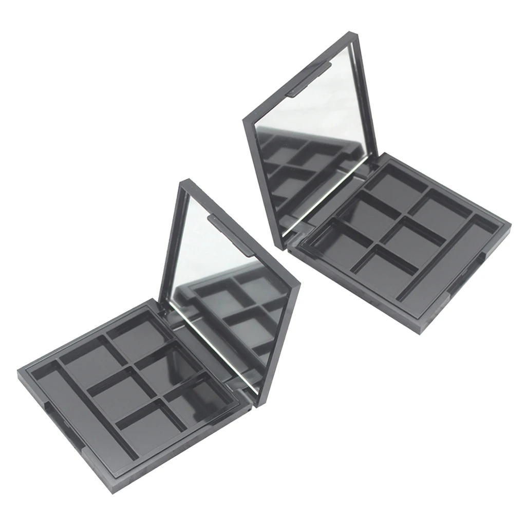 6 Grids Plastic Empty Eyeshadow Palette Travel Eye Shadow DIY Case Blusher Box Makeup Powder Container with Mirror