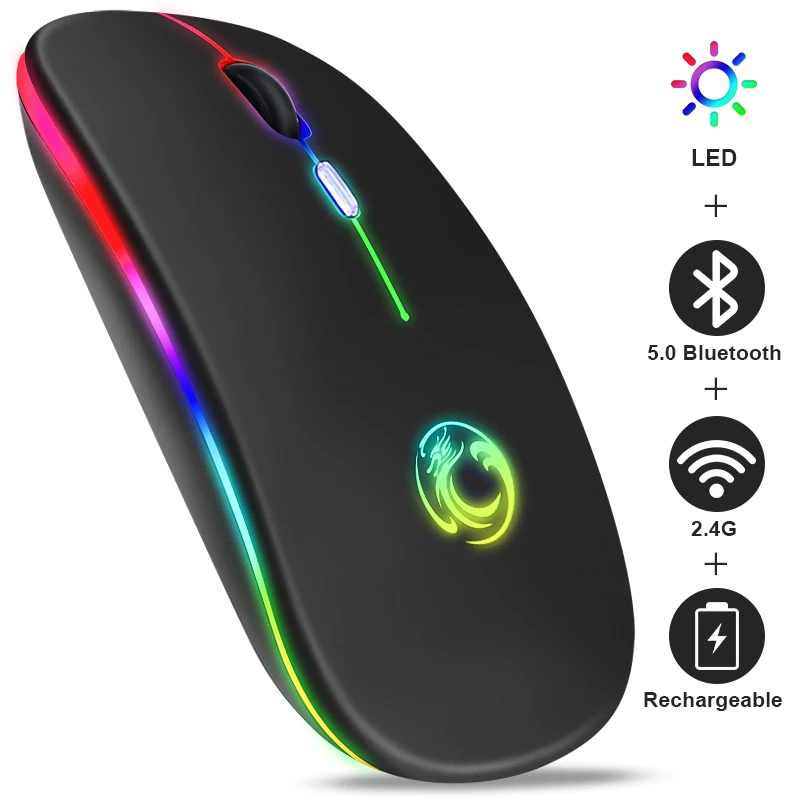 Wireless Mouse Bluetooth RGB Rechargeable Mouse Wireless Computer Silent Mause LED Backlit Ergonomic Gaming Mouse For Laptop PC|Mice| - AliExpress