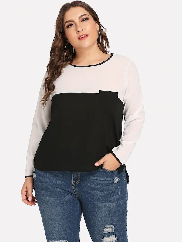 

2019 Summer New Casual Patchwork t shirt Women's clothing Slim tshirt Tops Plus size 4XL XXXXL Chiffon O-Neck T-Shirts Tops