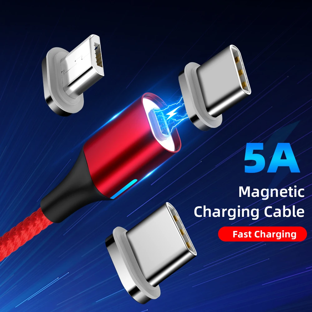 Магнитный кабель типа C Micro USB Сверхбыстрый зарядный шнур для Huawei P10 P20 Дата Samsung S8 S9