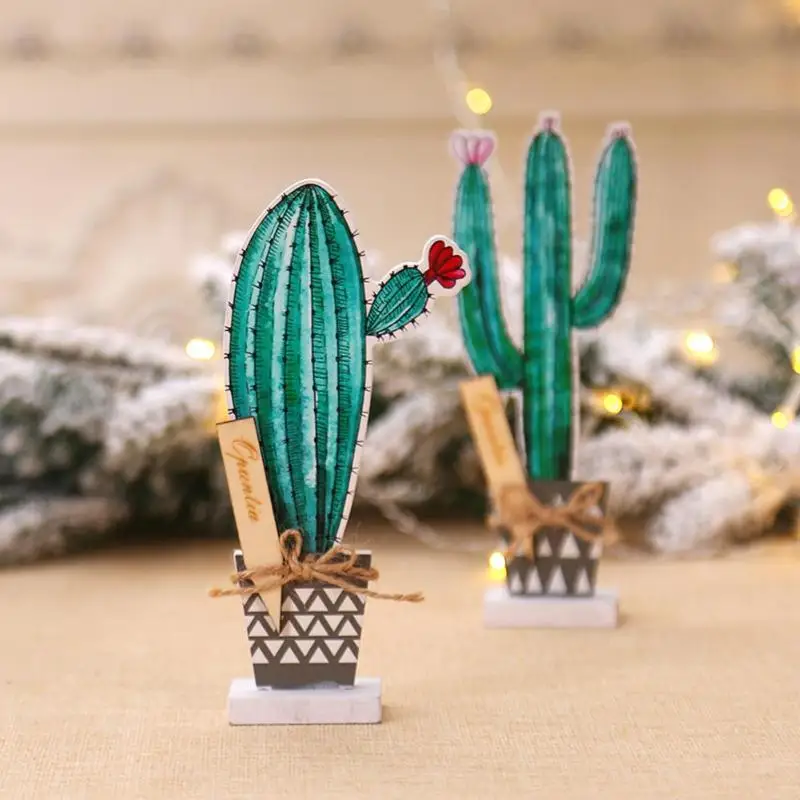 

Nordic Style Simulation Wooden Cactus Desktop Crafts Wide Scope of Application Fashionable Atmosphere Ornament Office Home Decor