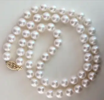 

Free shipping 14k/20 yellow gold CLASSIC NATURAL8-9mm WHITE SOUTH SEA PEARL NECKLACE 18 inch