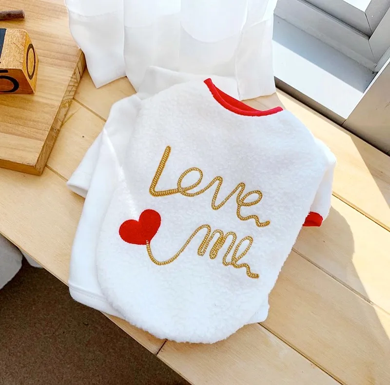 Зимняя одежда для собак Рождество сердце любовь теплое хлопковое пальто с шарфом