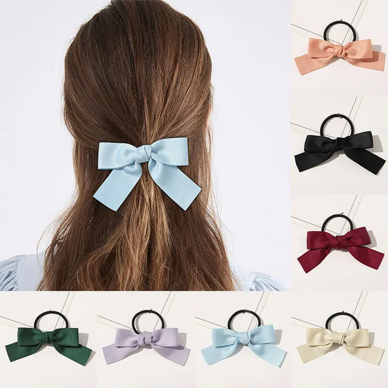 

Candy Color Satin Ribbon Hair Tie Bow Hair Rope Hair Scrunchies 1Pcs Hair Accessories Rubber Bands Elastic Hair Band New Women