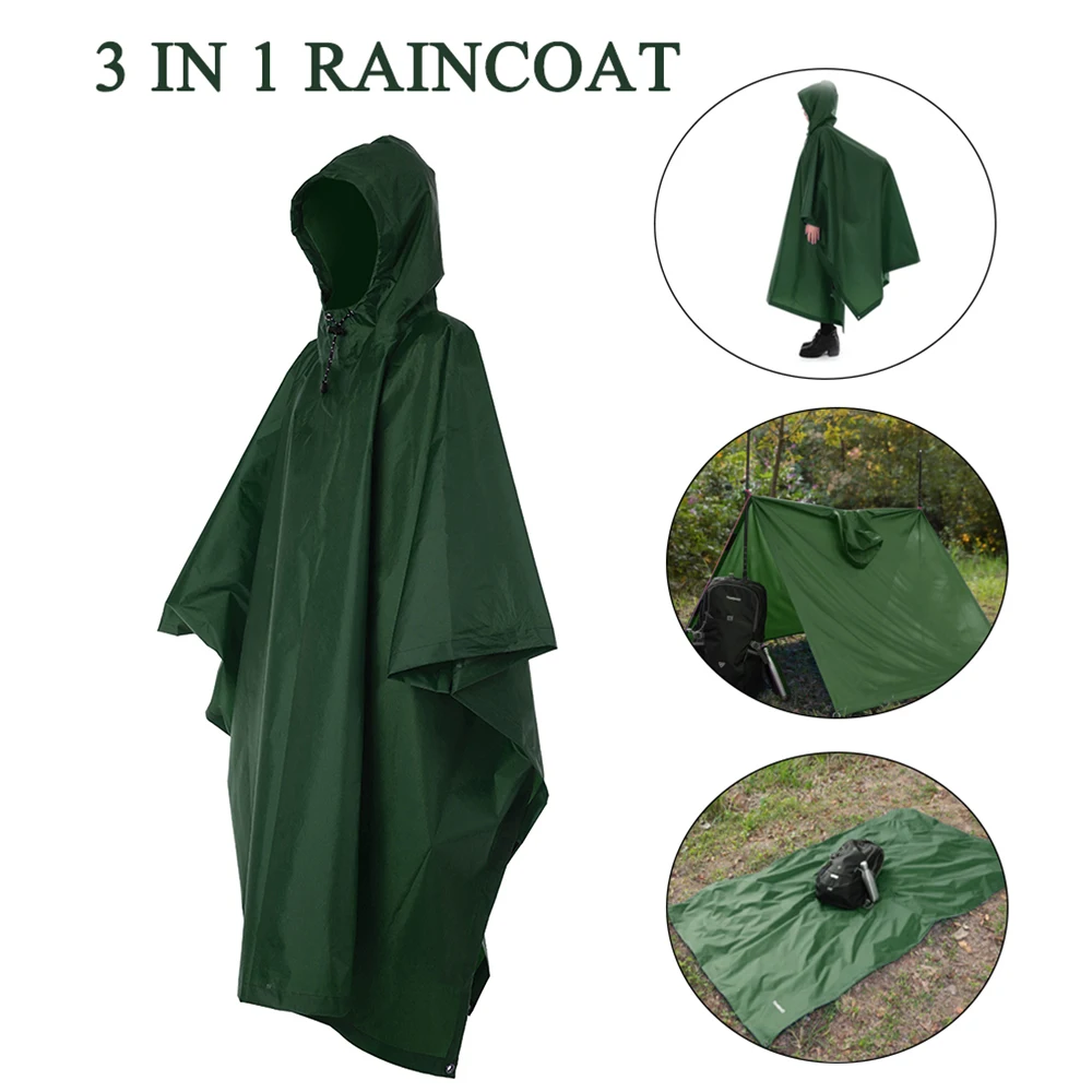 1 Outdoor Backpack Rain Cover Rainning Coat Hood Raincoat Hiking Cycling Poncho 