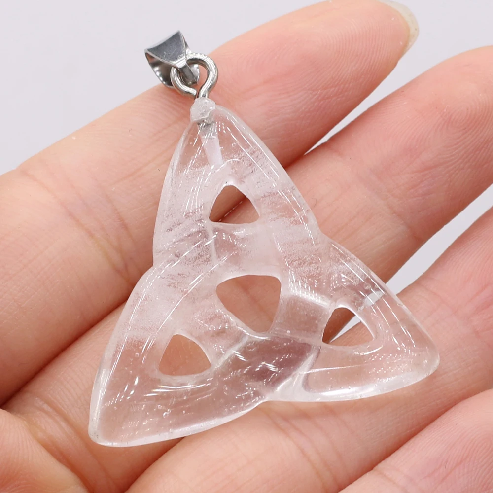 Triquetra Symbol Natural Stone Pendants Celtics Knot Agates Crystal for Jewelry Making DIY Women Necklace Earrings Crafts