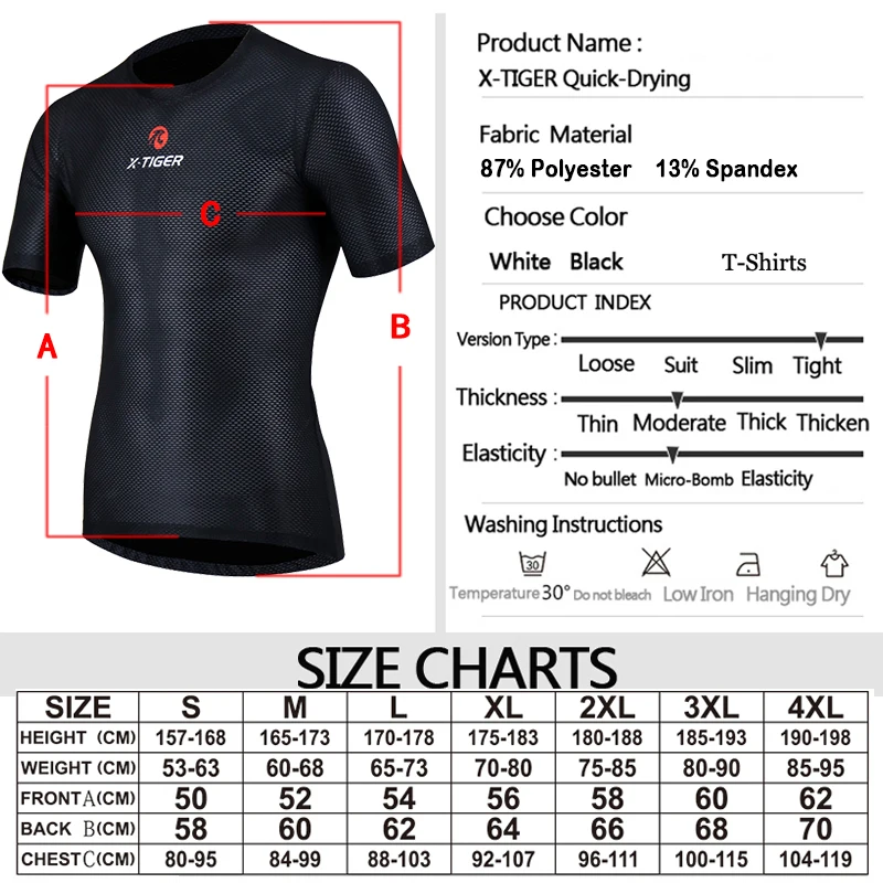 X-TIGER Herren-Radsport-Shirts, Sommer, Winter, langärmelig, Radsport-Bluse, warm, thermisch, Rundhalsausschnitt, schmaler Boden, Radfahren, Basisschicht – Detail 3