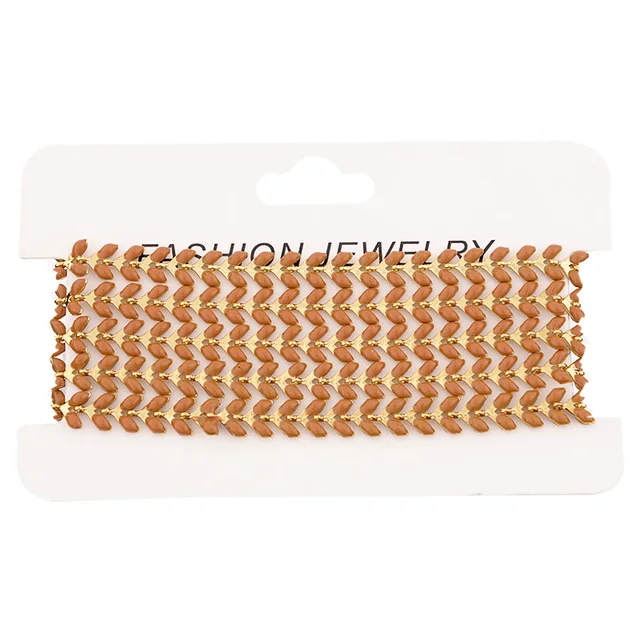 SAUVOO Oil Drop Wheat Shape Link Chains Necklace Gold Copper Chain Design Jewelry Accessories/Jewelry Findings & Components coffee