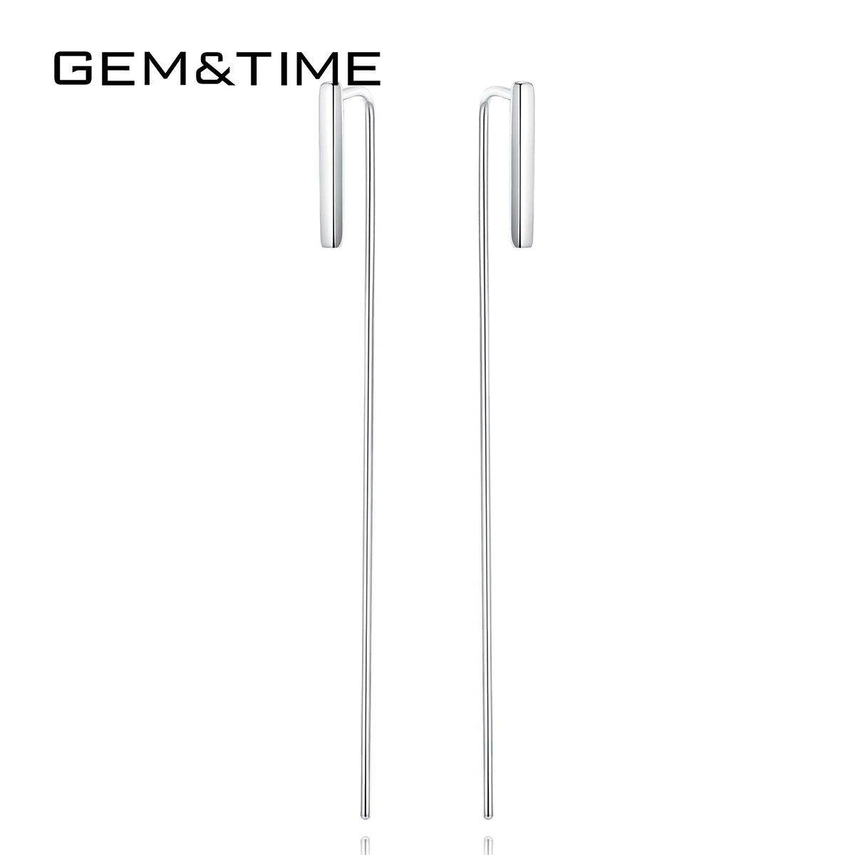 

Gem&Time Korean New 925 Sterling Silver Long line Earrings Fashion Link Dangle Tassle Earrings Ear line Tread Drops Gift SE0055