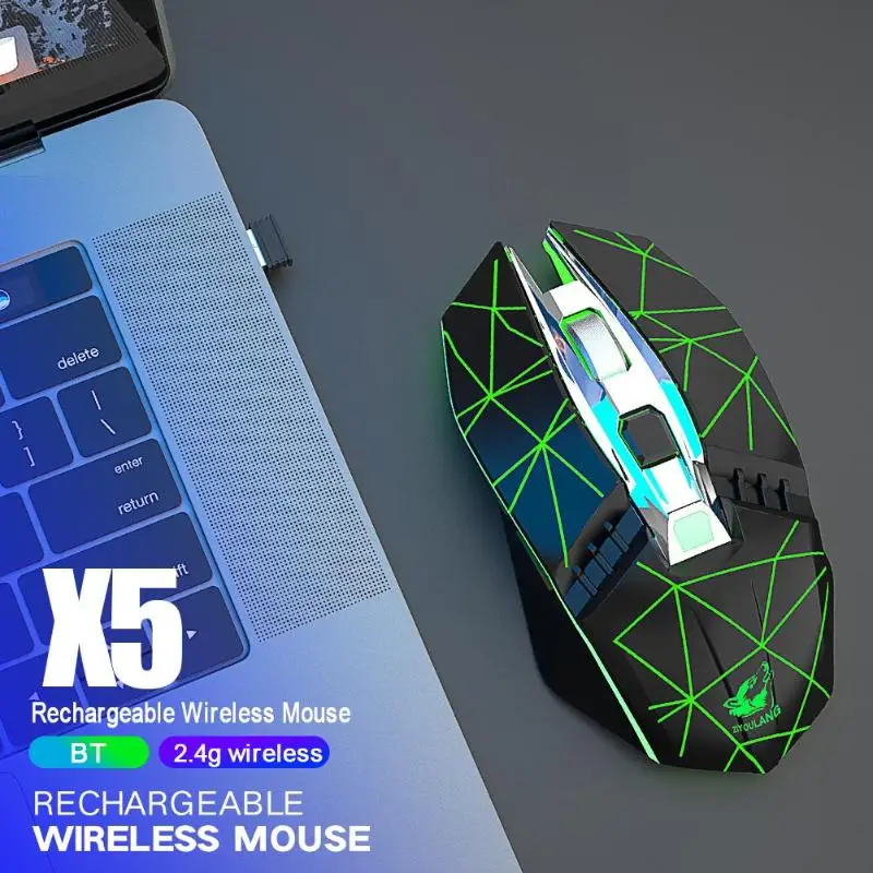 X5 2,4 GHZ беспроводная мышь 2400 dpi 6 кнопок светодиодный светильник оптическая игровая мышь геймер PC перезаряжаемая Bluetooth игровая мышь для ноутбука игровые мышки
