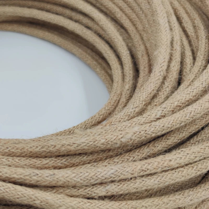 2*0.75mm Retro Electrical Wire Yellow Hemp Rope Pendant Lamp Cord Vintage Edison E27 Lamp Base Overhead Cable