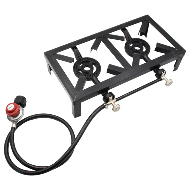 8KW GAS Boiling Ring Cast Iron Burner Large LPG Stove Outdoor Cooker Iron Frame Portable Fire Control Stove, Size: One size, Black