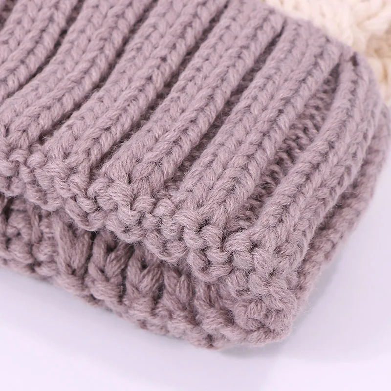 Winter Hat Scarf Set For Women Girl Warm Lnner Heater Beanies Hat For Girl Ring Scarf Pompoms Winter Hats Knitted Caps Scarf