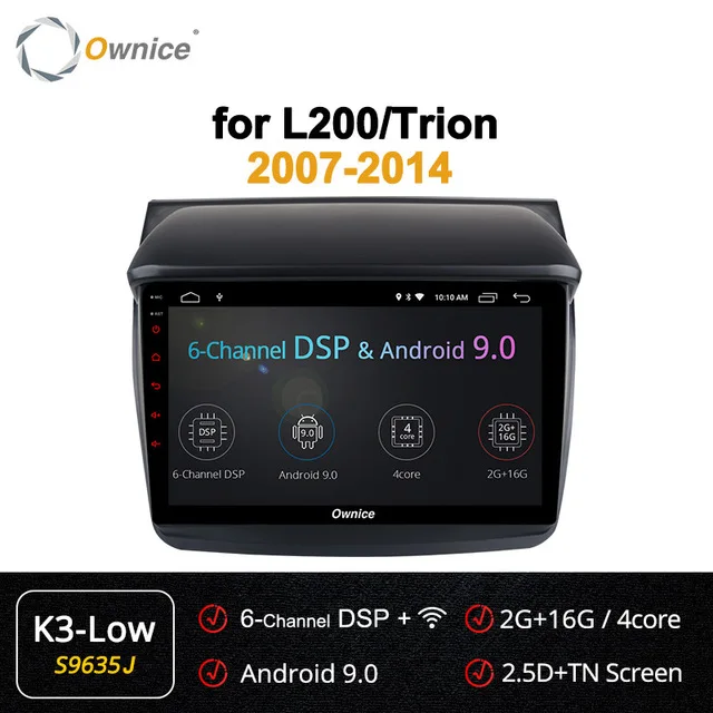 Owice " Android 9,0 автомобильный аудио carplay dvd gps плеер Navi 8 ядерный DSP 360 панорама оптическая для MITSUBISHI L200 Trion 2007 - Цвет: K3-Low