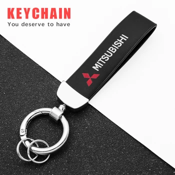 

Car Styling Metal+Leather Emblem Car Keyring Keychains For Mitsubishis ASX Lancer Pajero Outlander L200 EVO Lancer EX Pajero