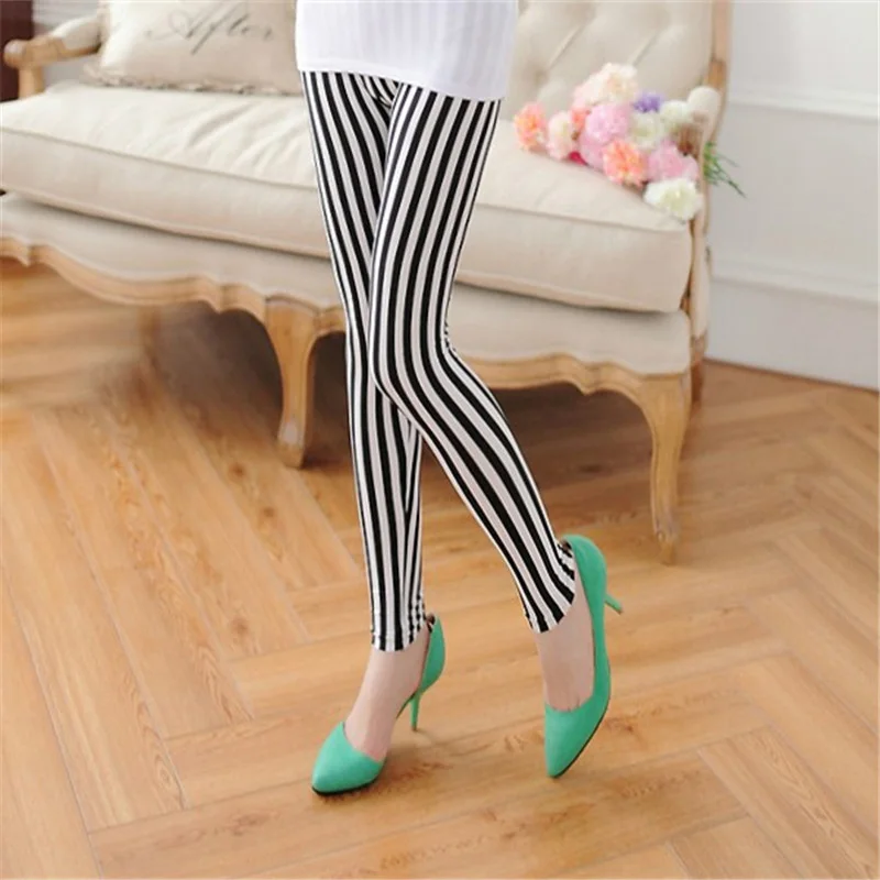 grey leggings YSDNCHI Striped Printing Pants Fitness Legging Elastic High Waist Polyester Women Stretchy Workout Leggins leggings with pockets