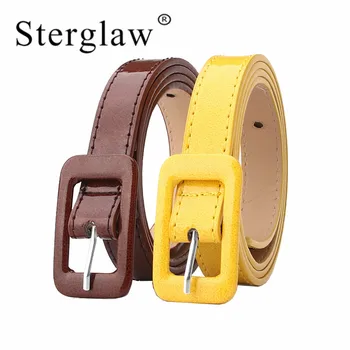 

105*1.8 Square buckle thin feminine belt for women cinto feminino women's leather waistband with dress sinturones de mujer A168