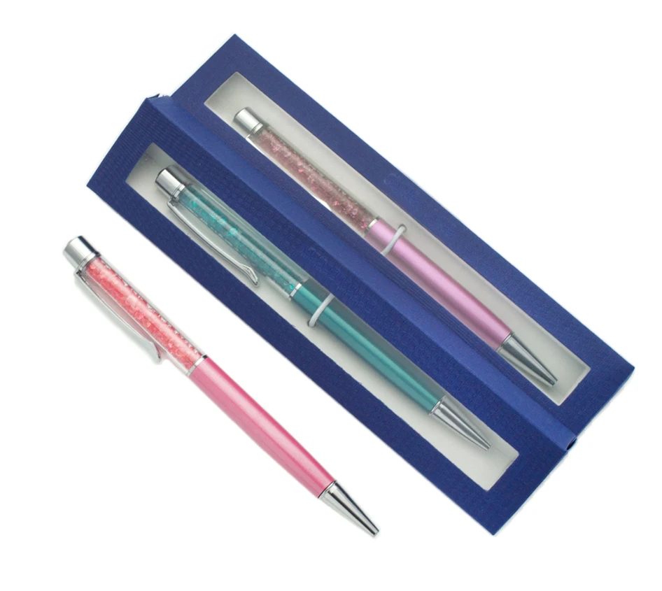 Creative Diamond on top Swarovsky Crystal ballpoint pen with gift box case promotional items gift pen