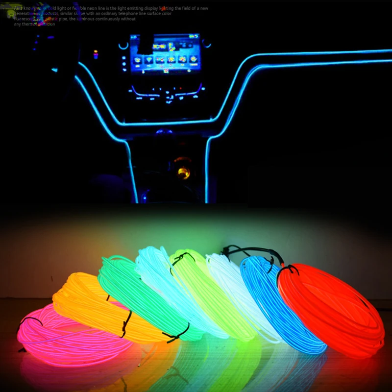 

Car Decoration Garland Wire Rope Tube Line flexible Neon Light Cigarette Drive Interior Lighting Auto LED Strip 1M/2M/3M/5M