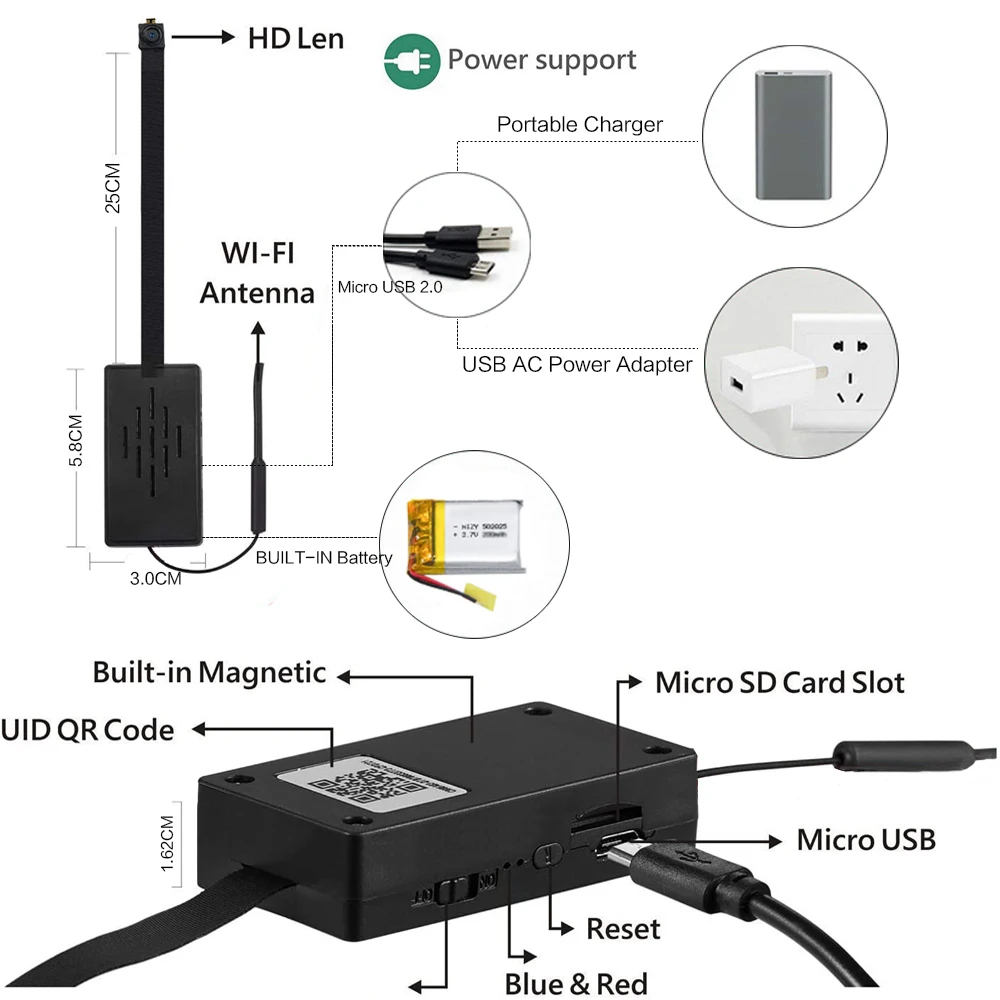 Gravador de Vídeo em Tempo Real de Segurança em Casa Wifi Mini Câmera Micro Camcorder Módulo Faça Você Mesmo Movimento Remoto Contro Escondido tf hd 1080p ip - Image 6