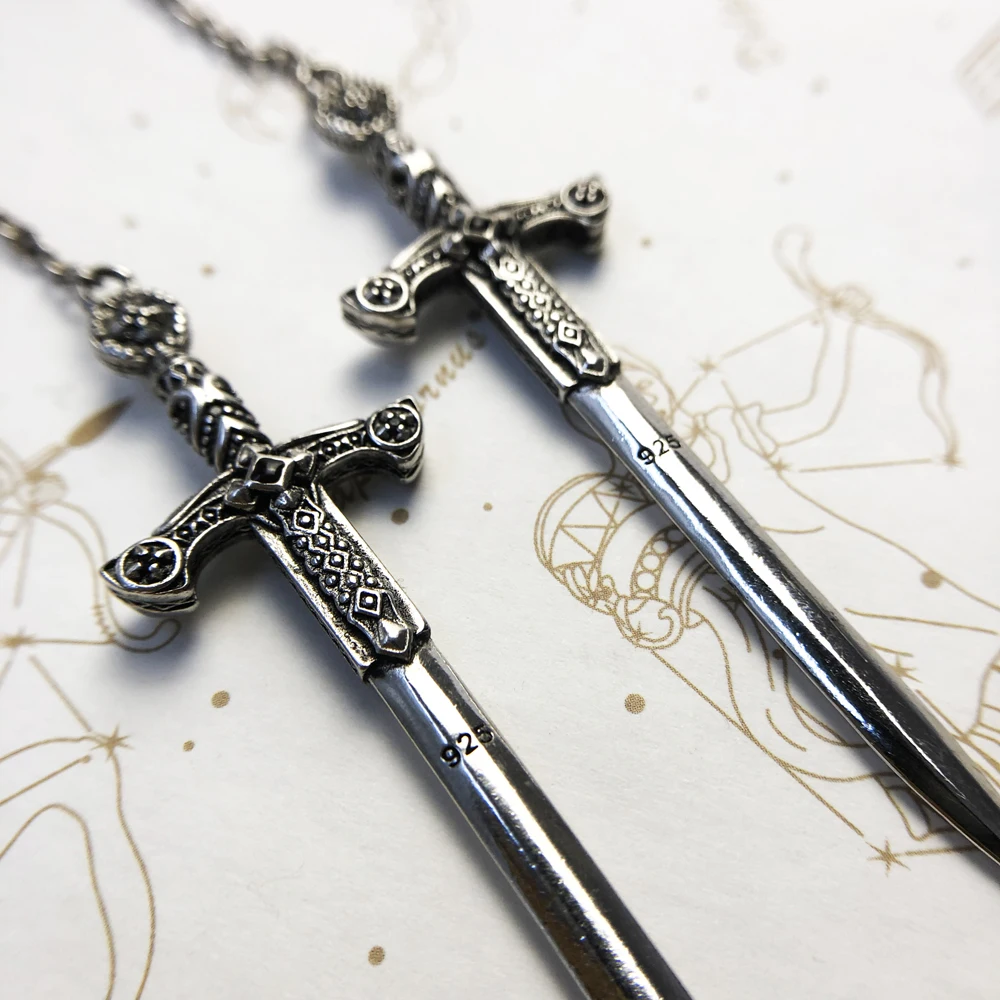 Drop Earring Richly Ornamented Sword Cross,Fine Jewelry For Women Men,2021 New Summer  Vintage Charm