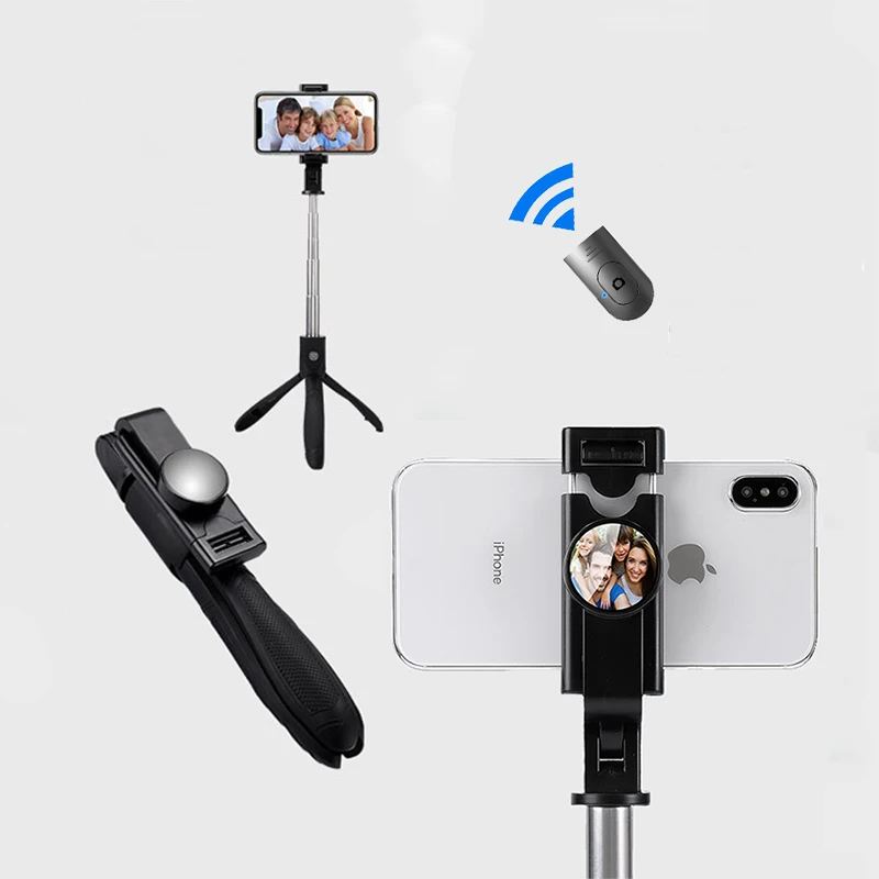 

For Photo Mini Portable Beauty Mirror Bluetooth Wireless Selfie Stick Tripod Foldable Monopods IOS Android Phone Watch Movies