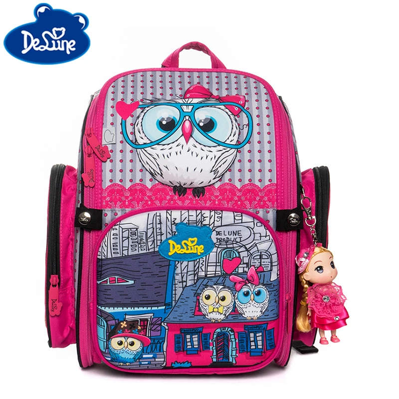 

Delune Children Schoolbags Backpack For Girls Cartoon Pattern Backpacks Orthopedic School Bags Student Satchel Mochila Infantil