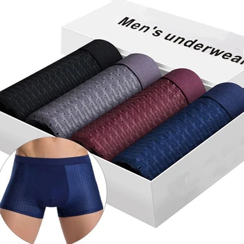 

4Pcs Men Underwear Men Boxers Men Boxershorts Men Panties Man Boxer Homme Sexy Underpants Mesh Gay Underwear Calzoncillo Hombre