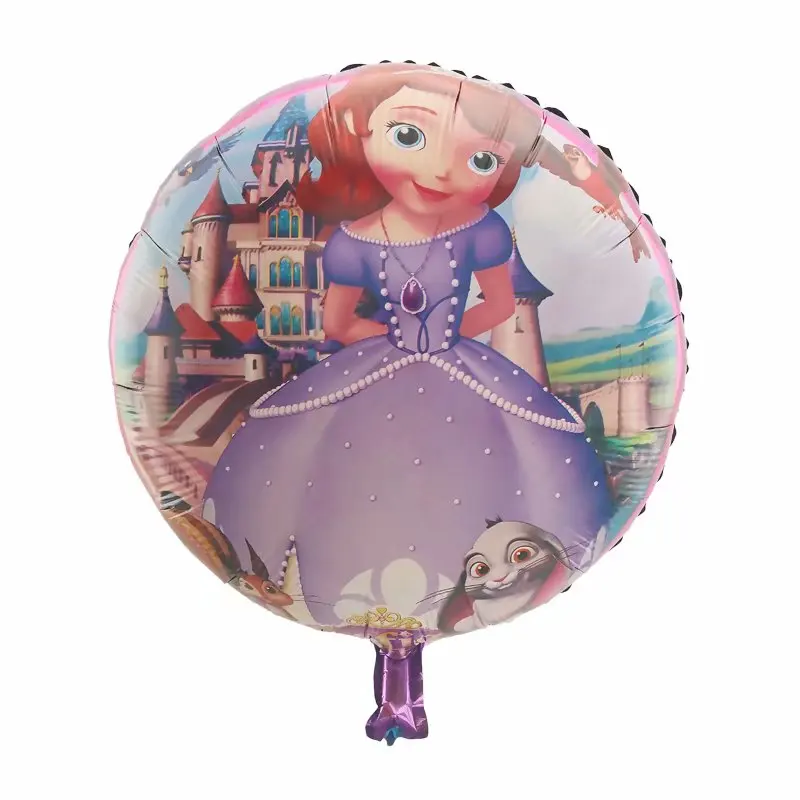 50pcs/lot 18inch princess sofia foil balloons round Sophia balloon for Birthday party supplies inflatable air/helium globos - Color: Olive