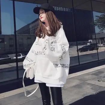 

Europe Station Network Red Long Money Long Sleeve Lian Hat Sweater Female 2020 Spring New Style Women's Wear Lazy Atmosphere