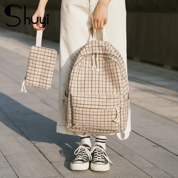

Japan style 2 pcs Women Backpack Suede lattice Backpacks Girls School Bags Backpack Travel Bag Female Backpack Large Capacity