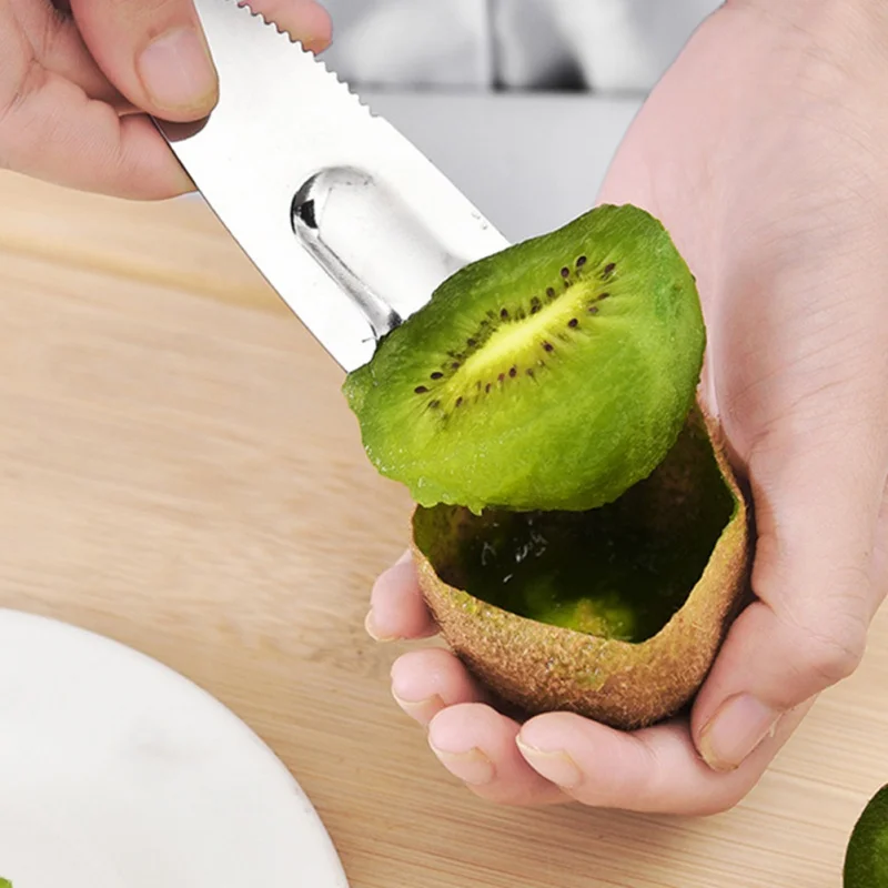 

1PC 2 In 1 Avocado Slicer Scoop Papaya Cutter Stainless Steel Kiwi Spoon Knife Vegetable Fruit Tools Kitchen Gadgets