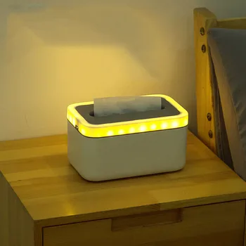 

Waterproof USB Charging Tissue Canister Box With Night Light Bedroom Home Storage Paper Tissue Box Holder