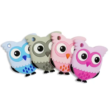 

10pcs/lot Food Grade Silicone Teethers DIY Owl Biscuit Baby Ring Teether Infant Baby Chew Charms Kids Teething Toddler Toys