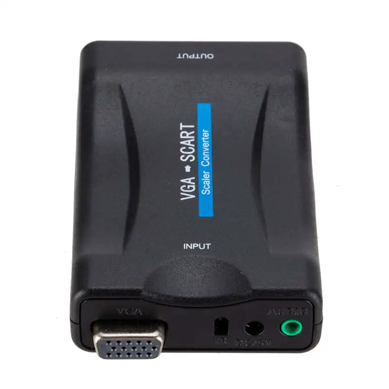 Vga к Scart видео аудио конвертер адаптер с дистанционным управлением Usb Dc кабель питания и Vga кабели